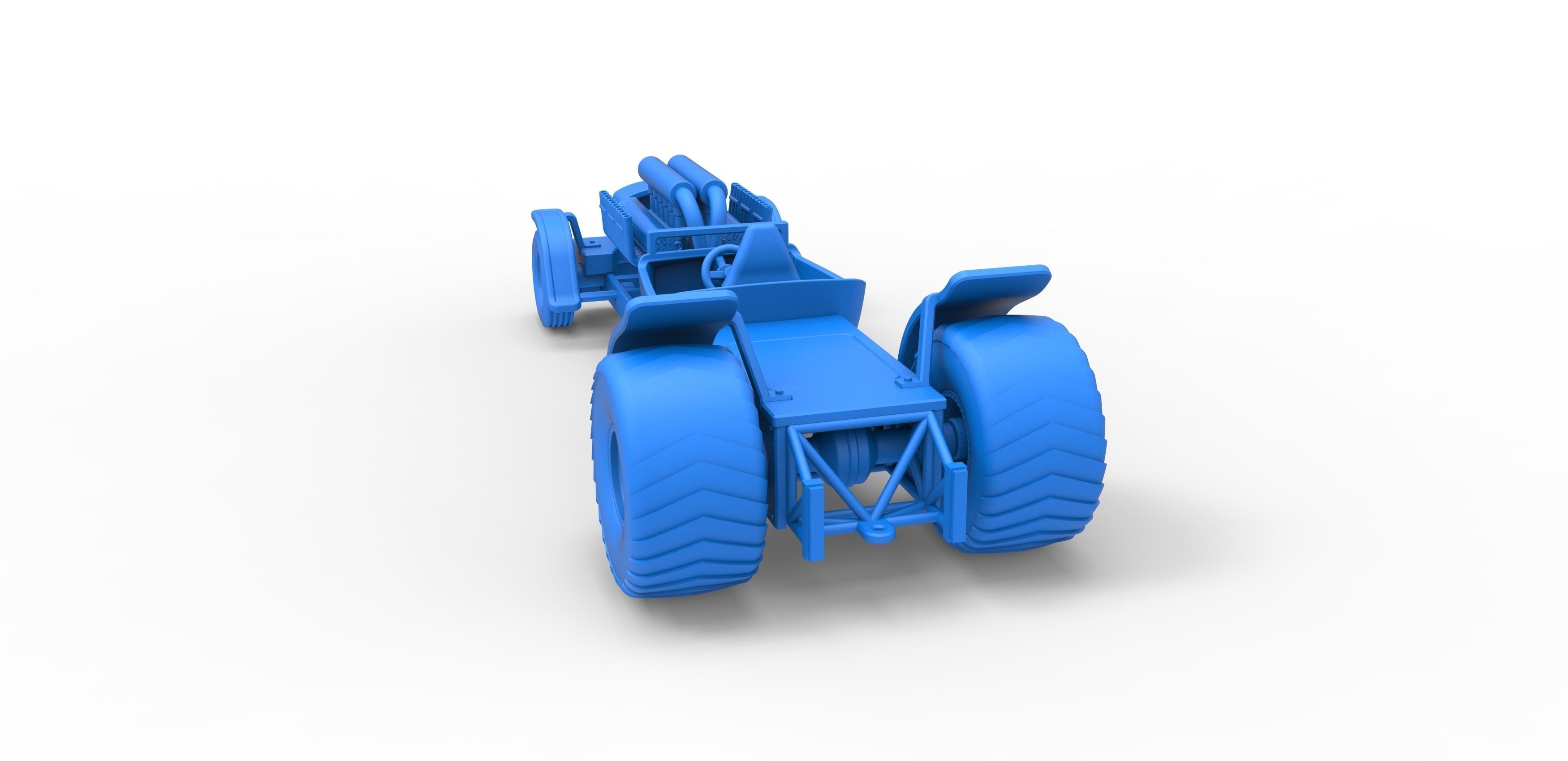 Pulling truck 2wd Hot rod with V12 Scale 1 to 25 3D print model_26