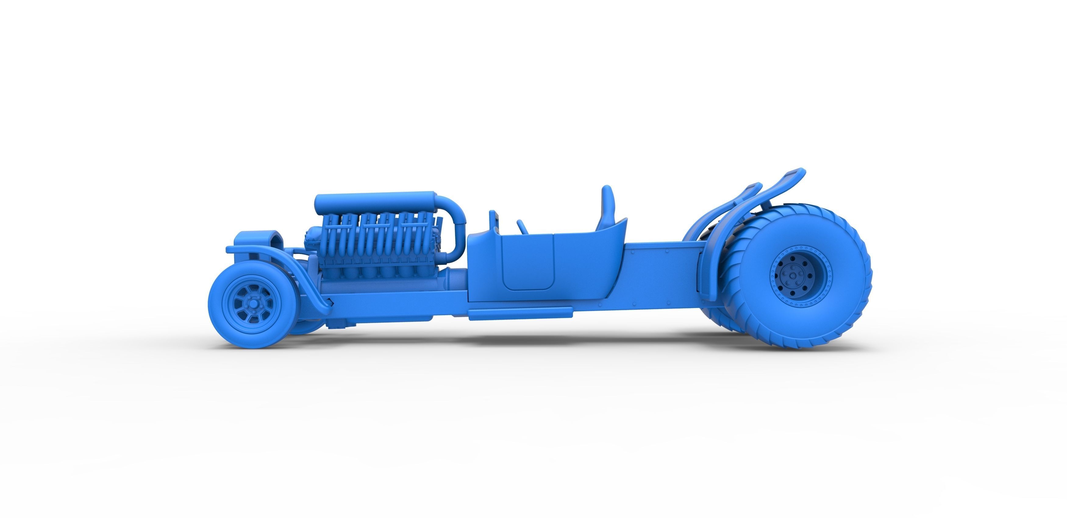 Pulling truck 2wd Hot rod with V12 Scale 1 to 25 3D print model_22