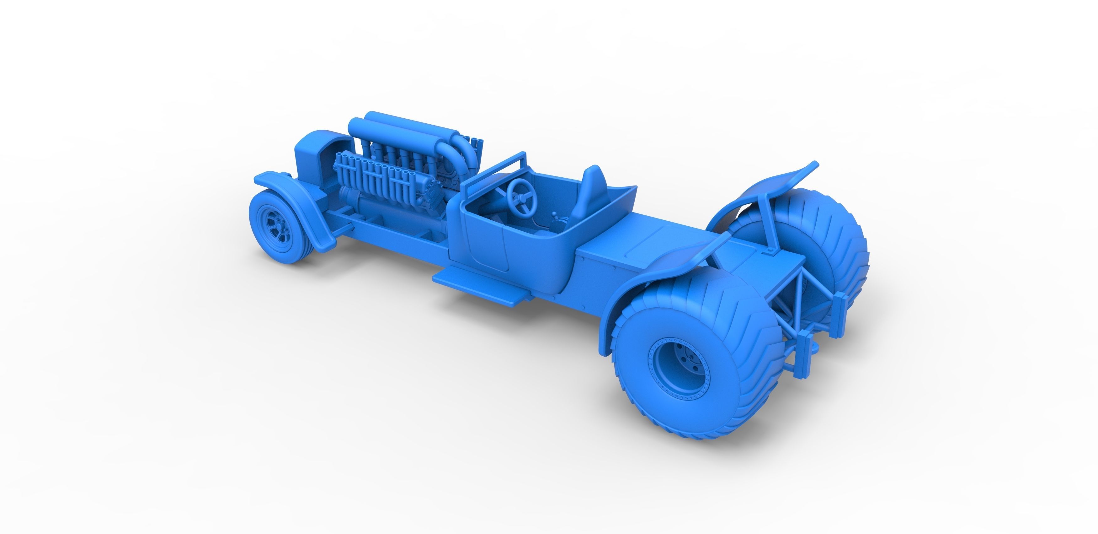 Pulling truck 2wd Hot rod with V12 Scale 1 to 25 3D print model_25