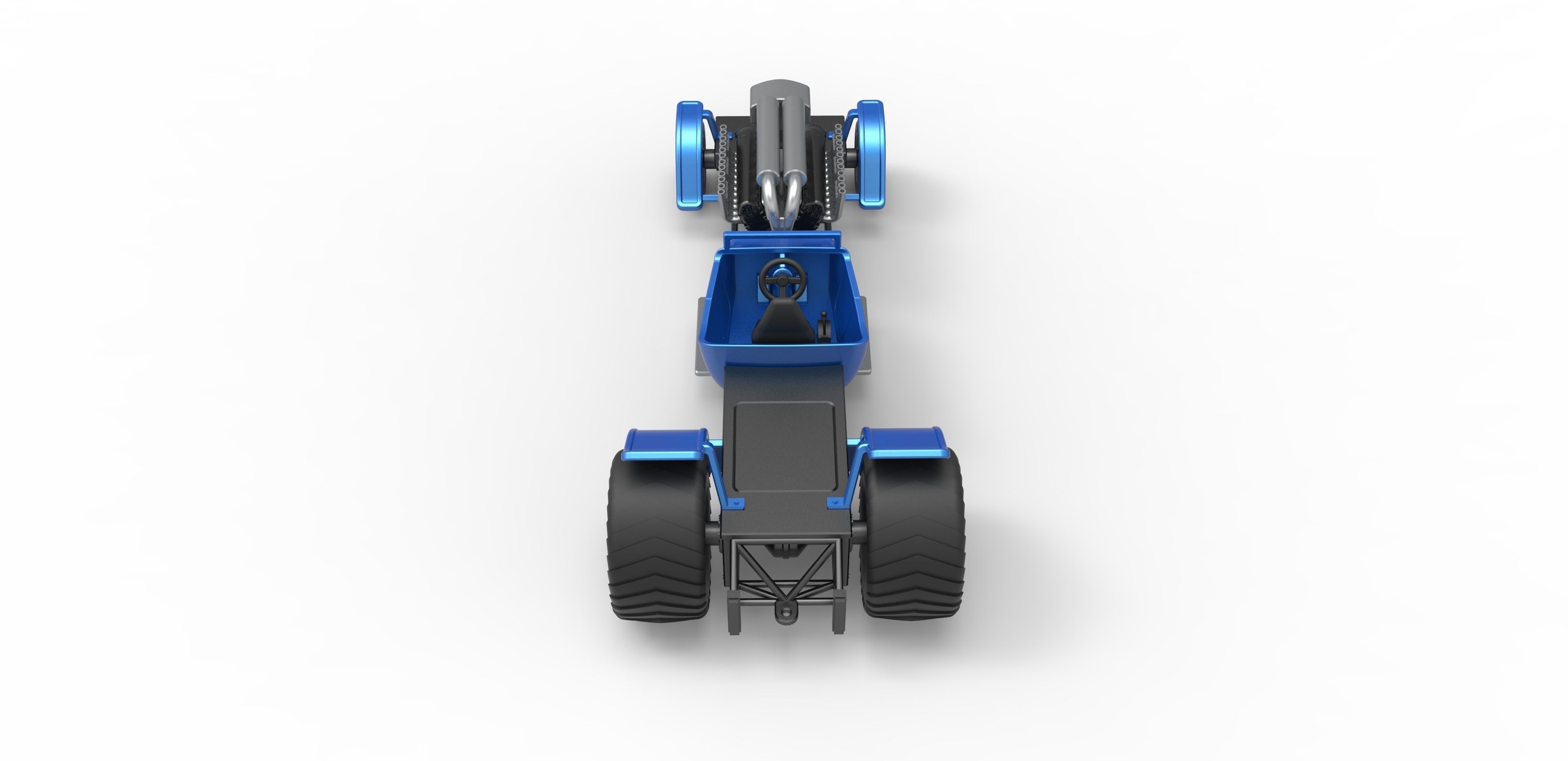 Pulling truck 2wd Hot rod with V12 Scale 1 to 25 3D print model_13