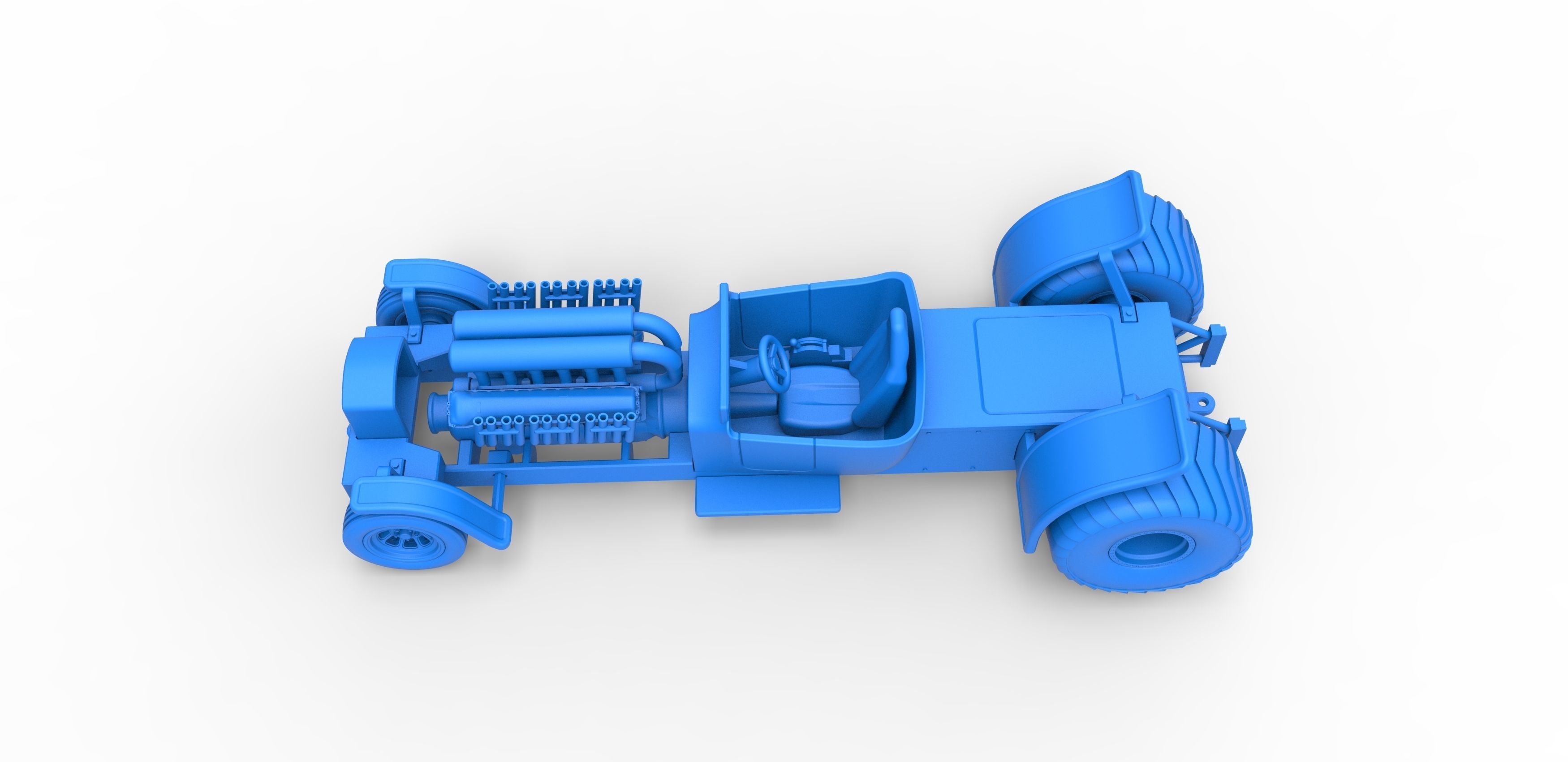Pulling truck 2wd Hot rod with V12 Scale 1 to 25 3D print model_23
