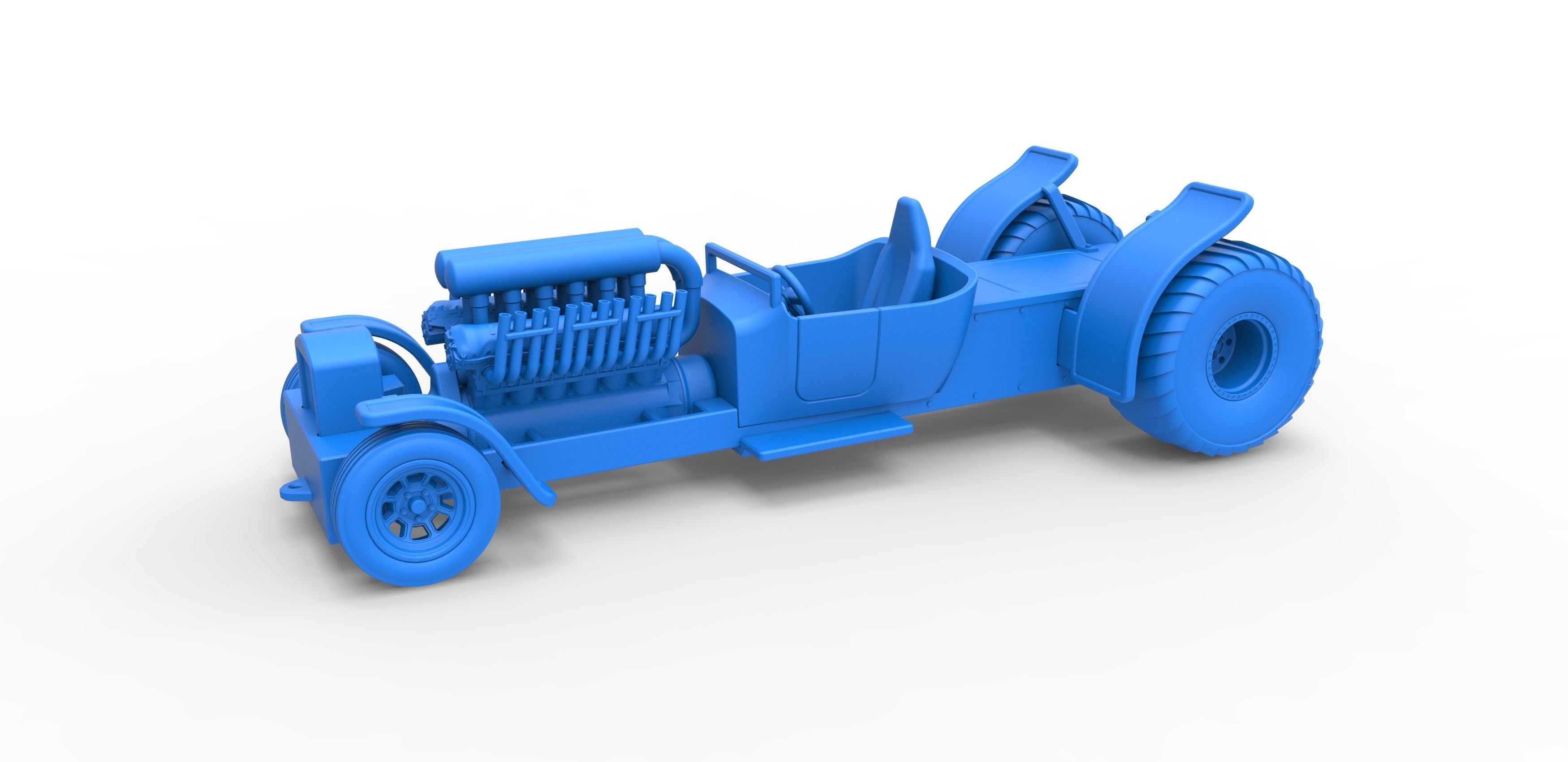 Pulling truck 2wd Hot rod with V12 Scale 1 to 25 3D print model_15