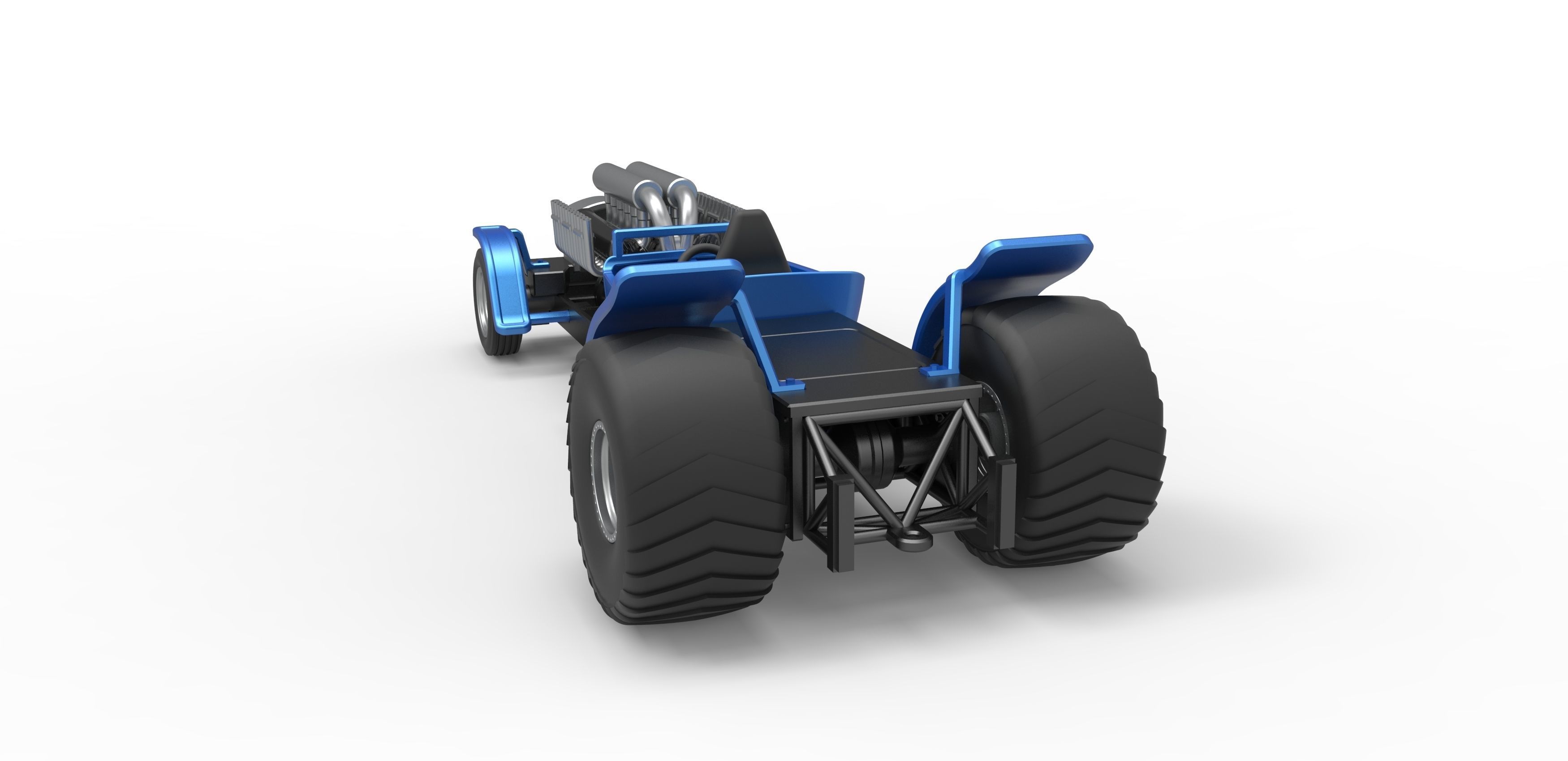 Pulling truck 2wd Hot rod with V12 Scale 1 to 25 3D print model_12