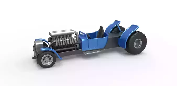 Pulling truck 2wd Hot rod with V12 Scale 1 to 25 3D print model Pulling truck 2wd Hot rod with V12 Scale 1 to 25 3D print model