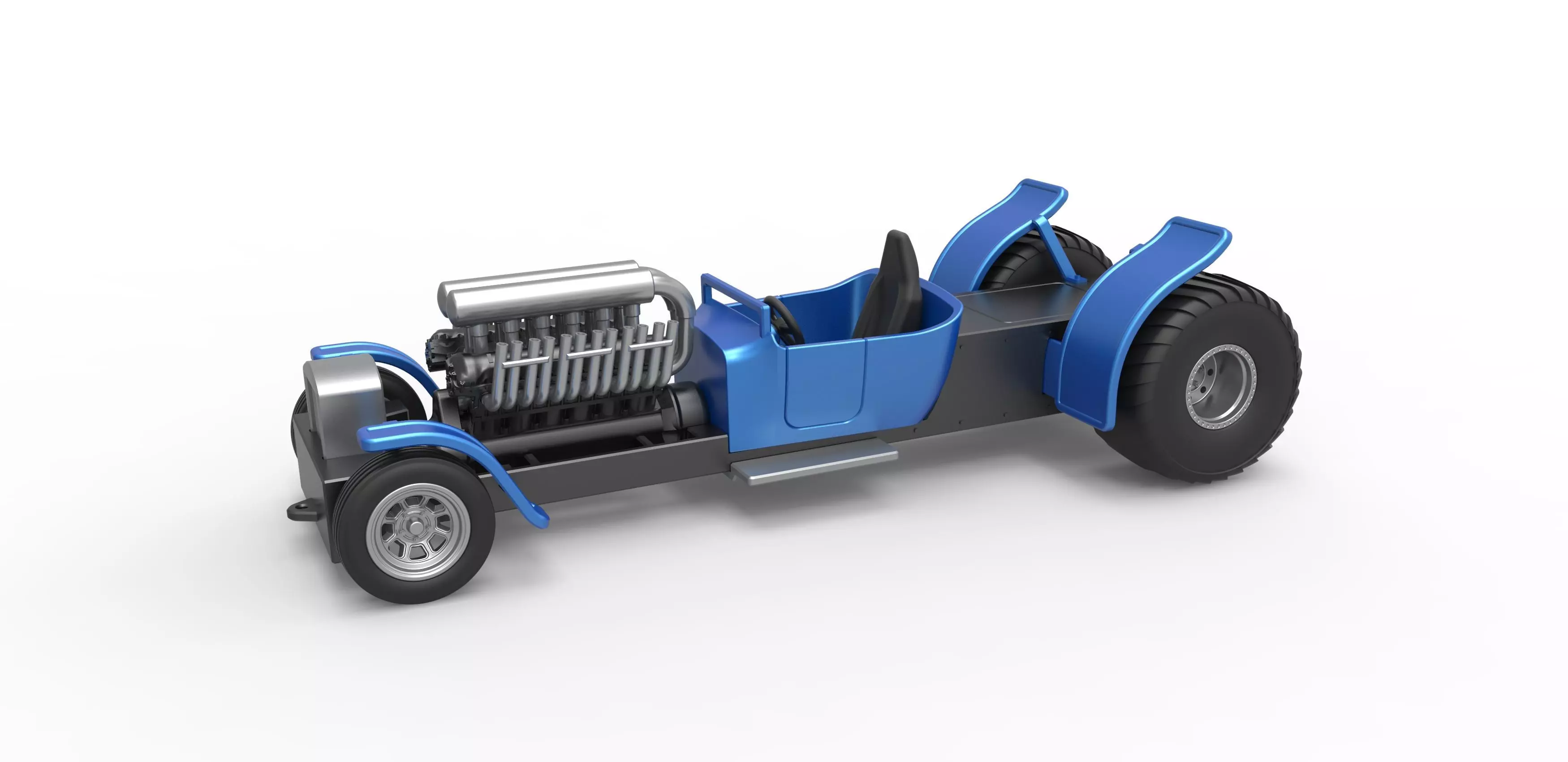 Pulling truck 2wd Hot rod with V12 Scale 1 to 25 3D print model_0