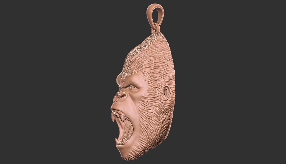 gorilla pendant 3D print model_4