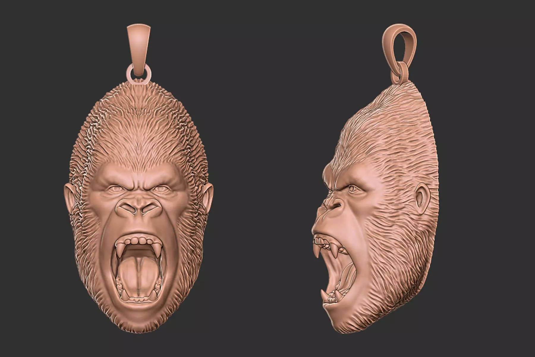 gorilla pendant 3D print model_0