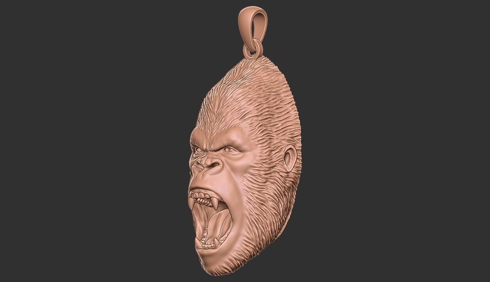 gorilla pendant 3D print model_3