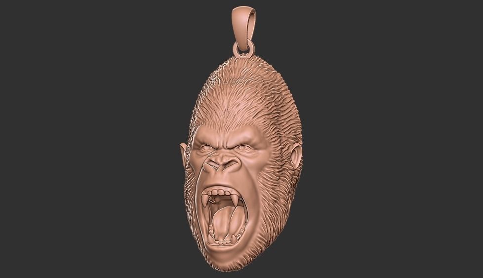 gorilla pendant 3D print model_2