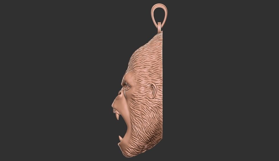 gorilla pendant 3D print model_5