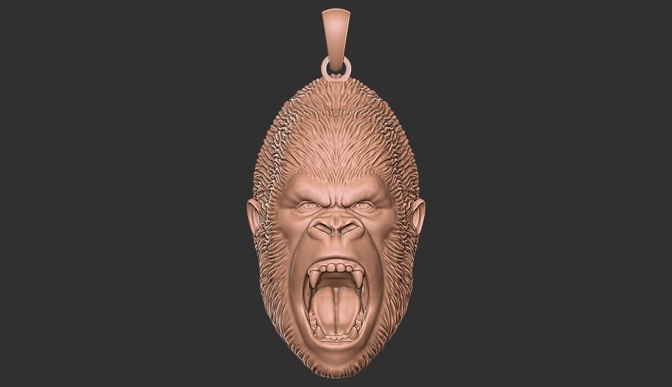 gorilla pendant 3D print model_1