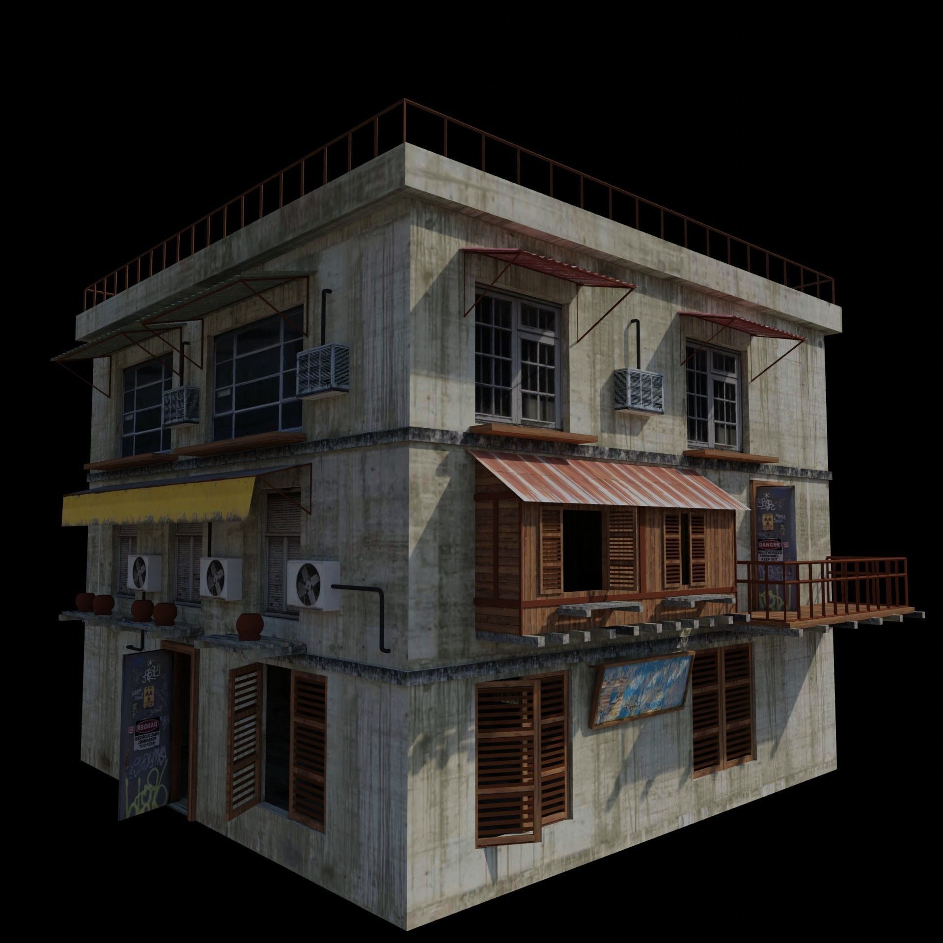 Arab Building with Interior And Exterior Low-poly 3D model_1