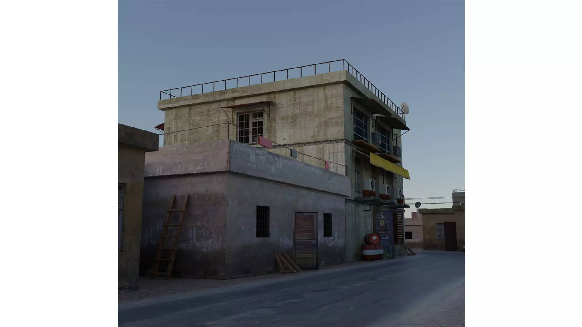 Arab Building with Interior And Exterior Low-poly 3D model_0