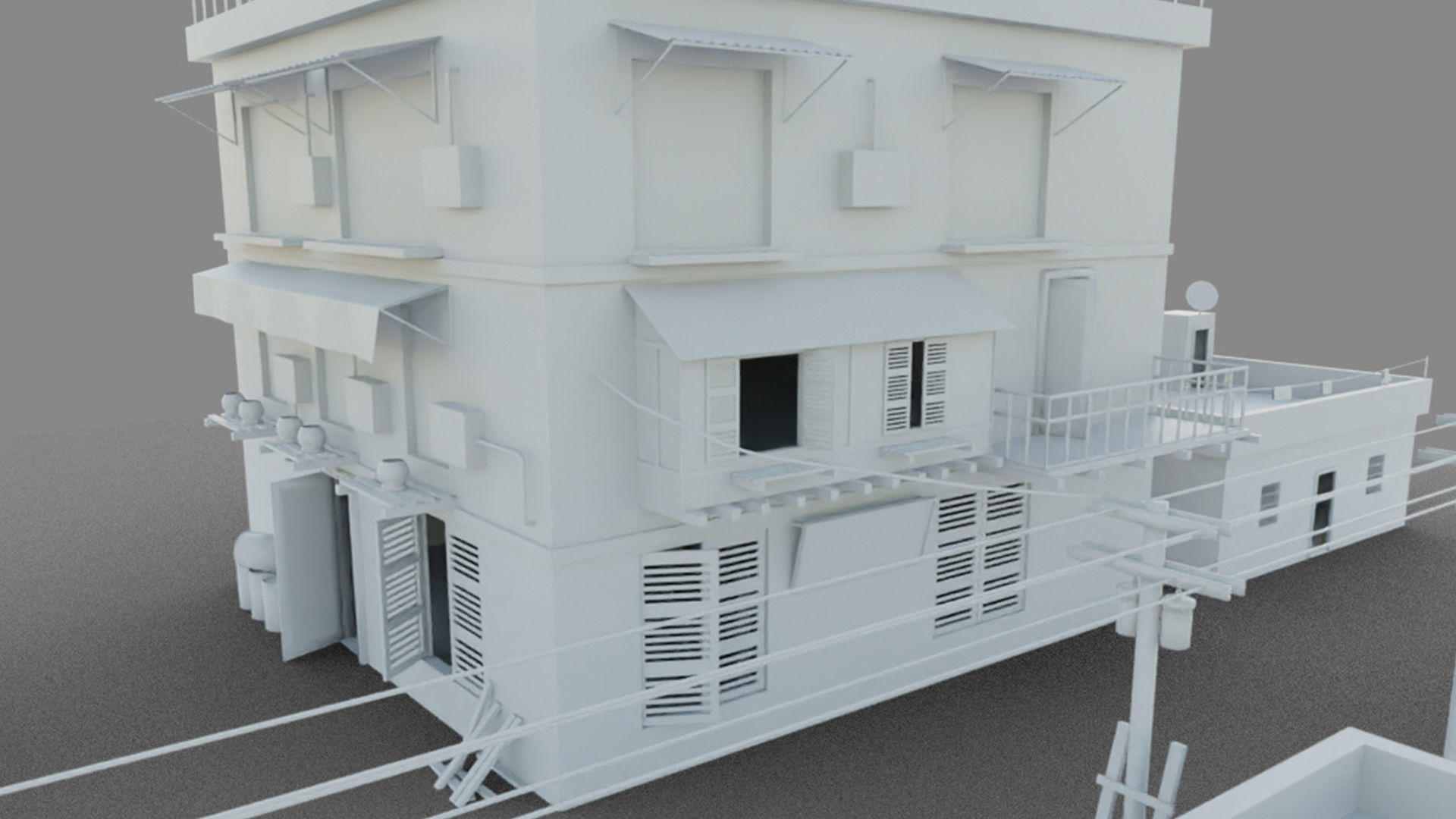 Arab Building with Interior And Exterior Low-poly 3D model_9