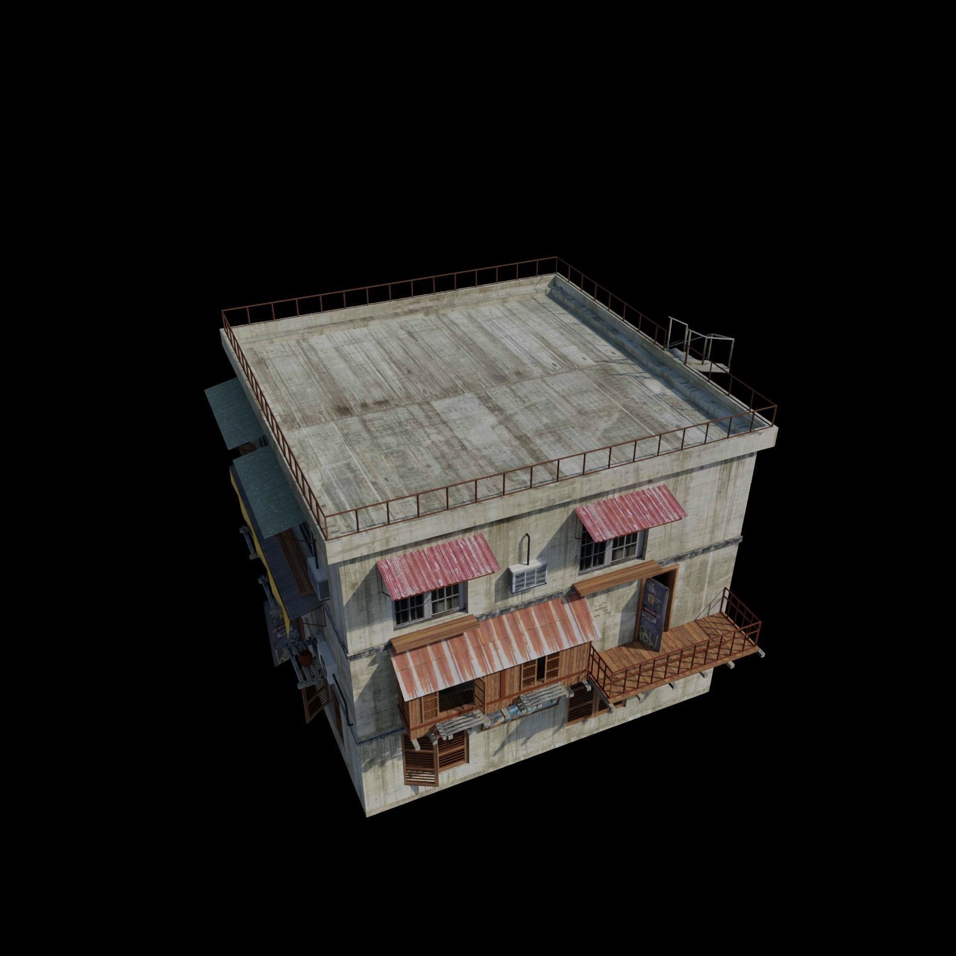 Arab Building with Interior And Exterior Low-poly 3D model_7