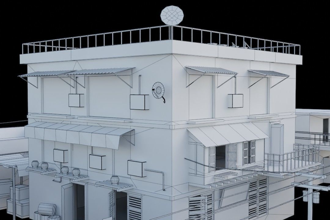 Arab Building with Interior And Exterior Low-poly 3D model_15