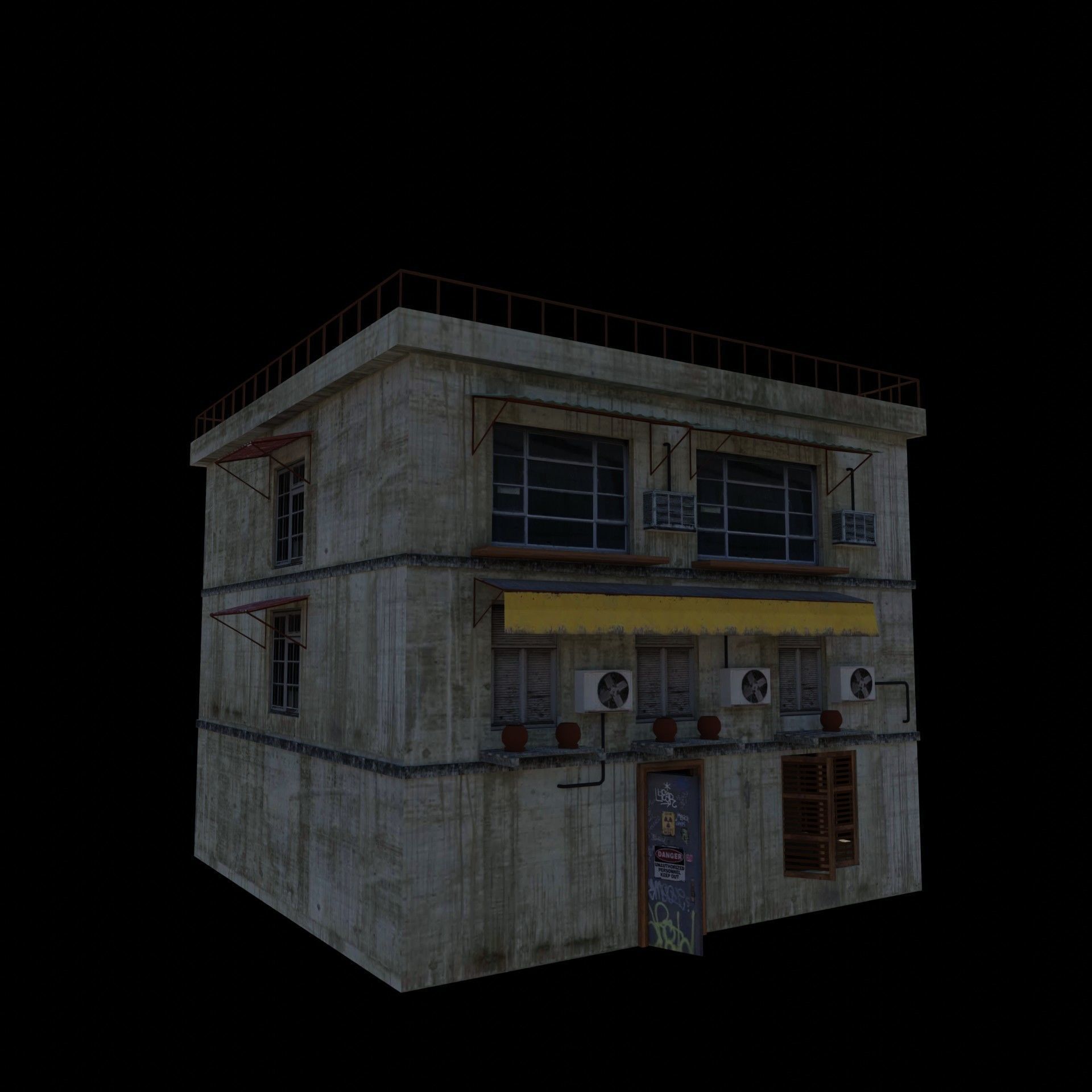 Arab Building with Interior And Exterior Low-poly 3D model_2