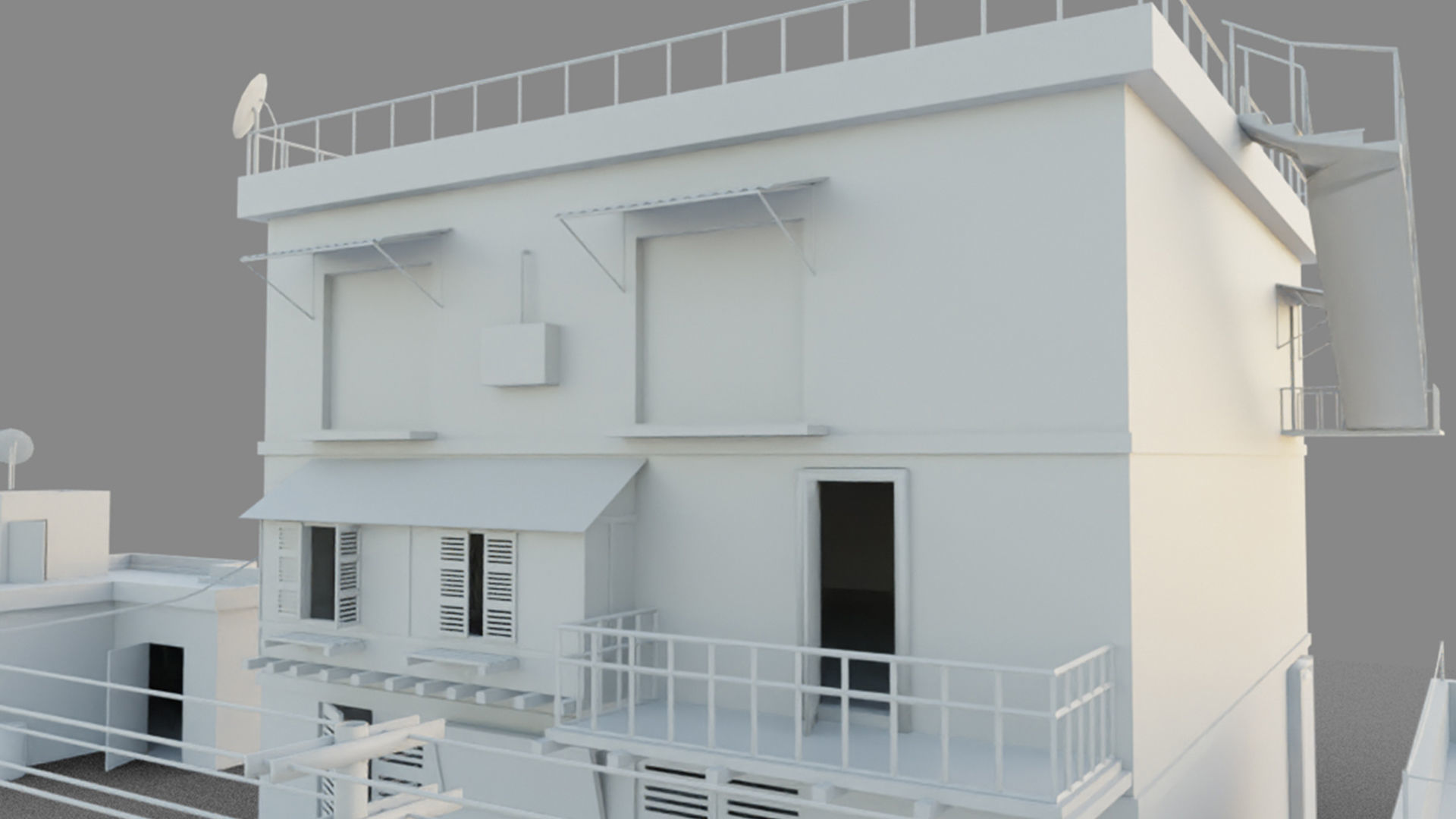 Arab Building with Interior And Exterior Low-poly 3D model_10