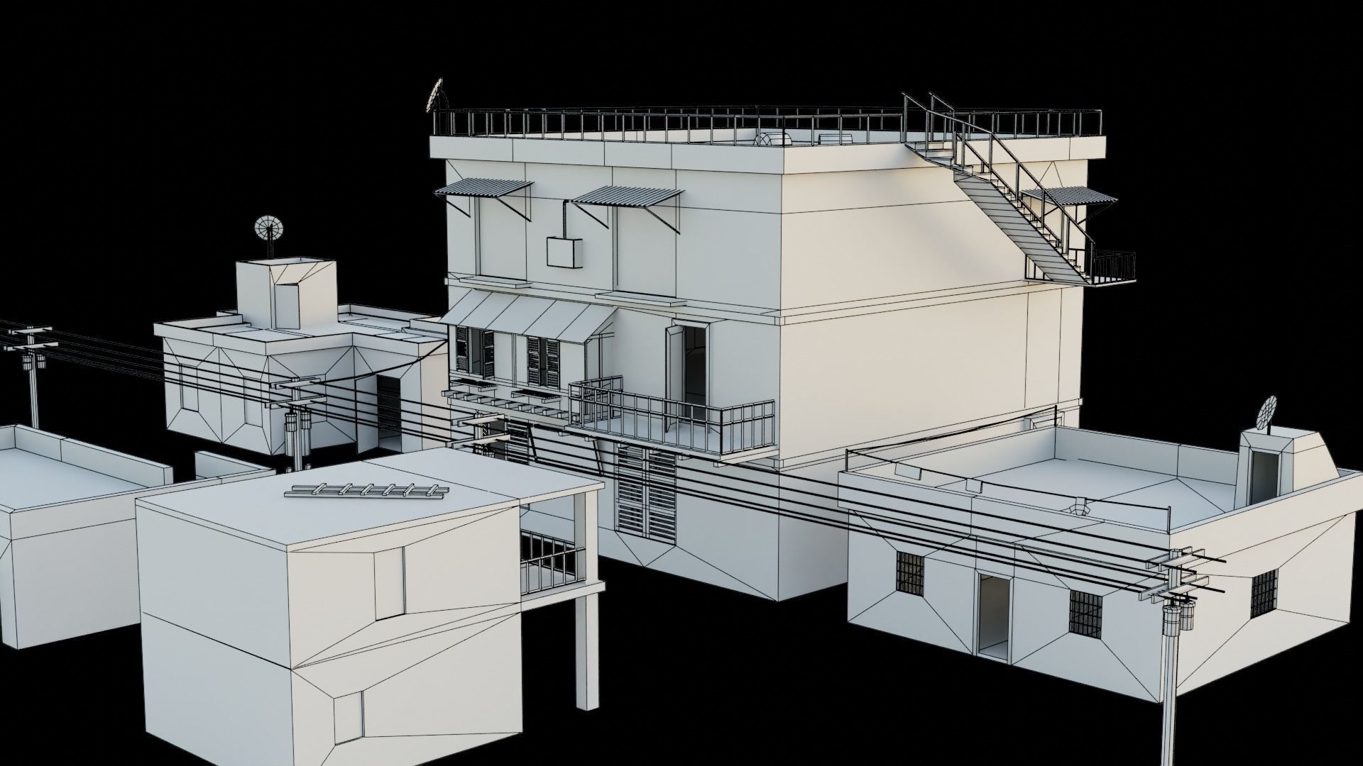 Arab Building with Interior And Exterior Low-poly 3D model_13