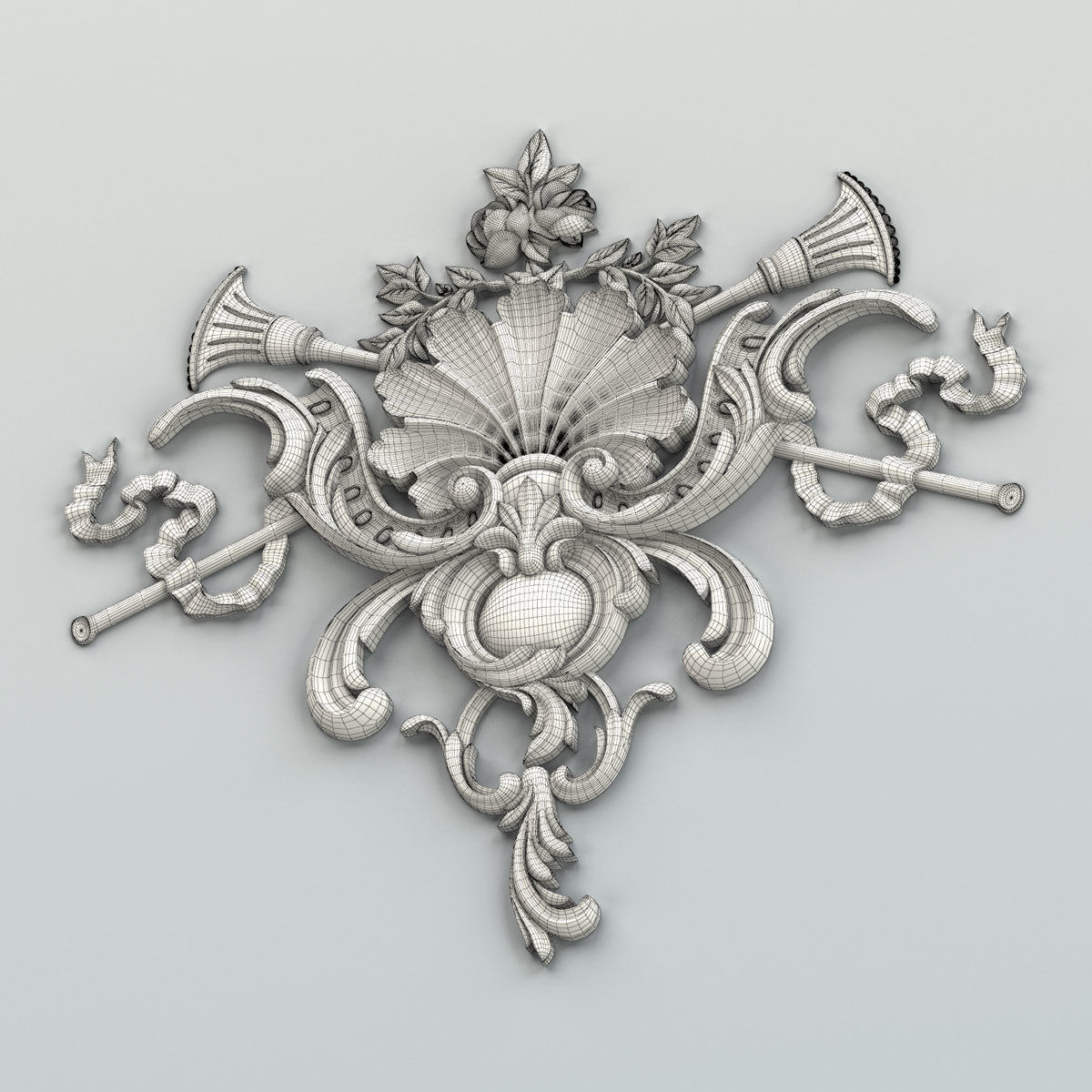 Carved decor central 035 3D model_7
