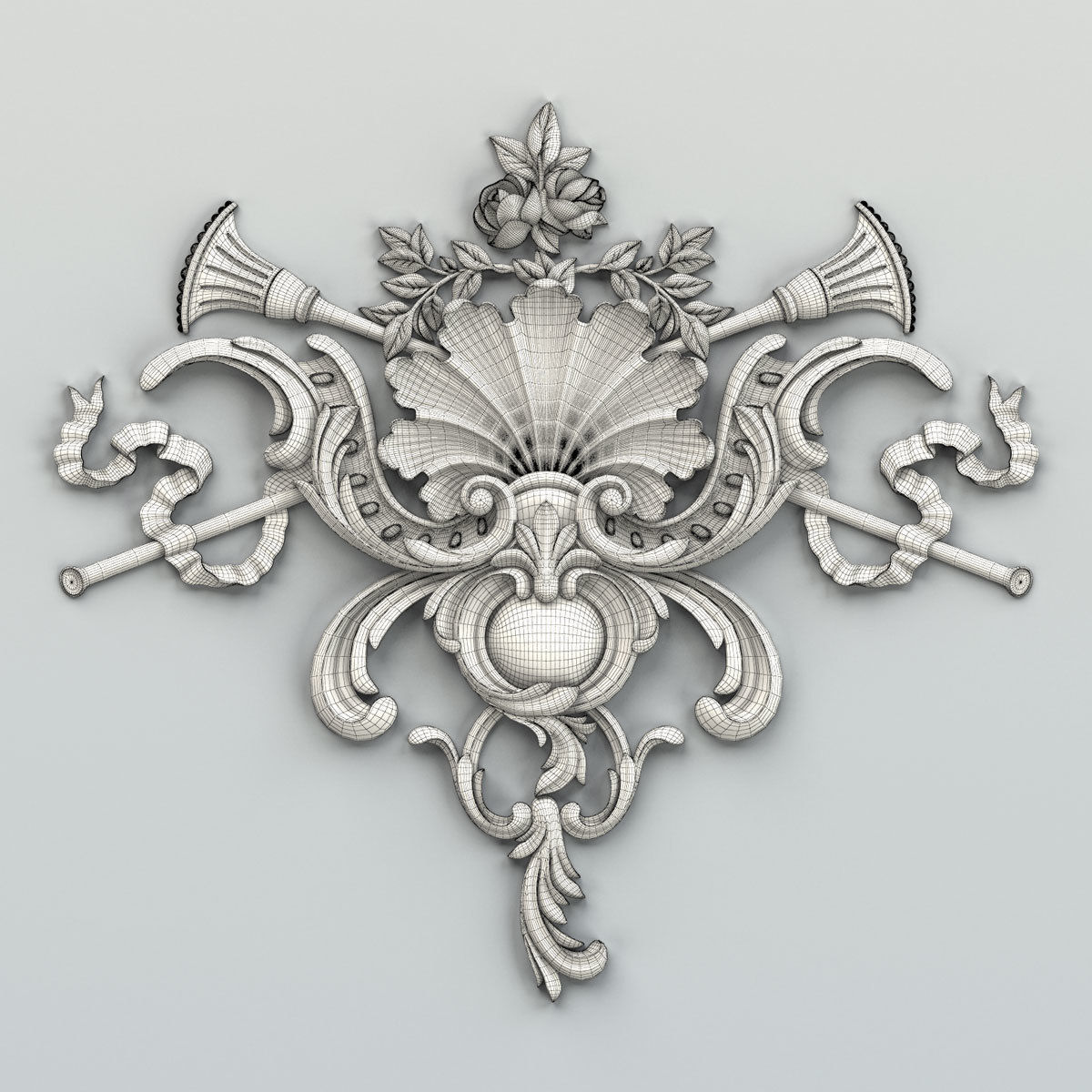 Carved decor central 035 3D model_5