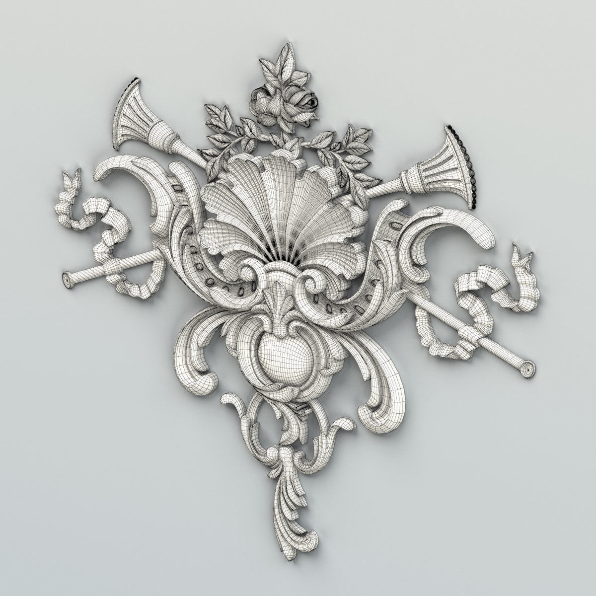 Carved decor central 035 3D model_6