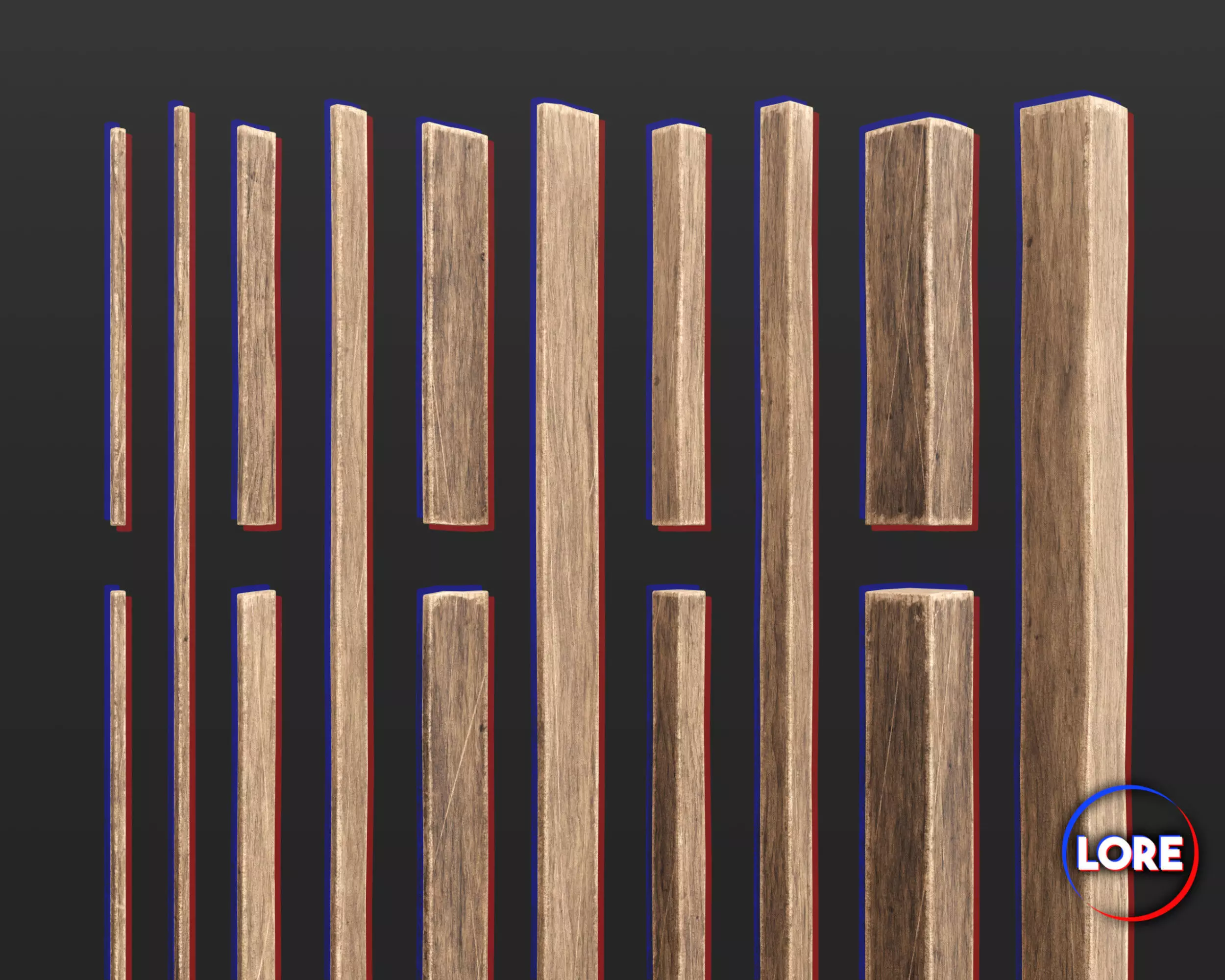 Medieval Essentials Wood Building Set Low-poly 3D model_0