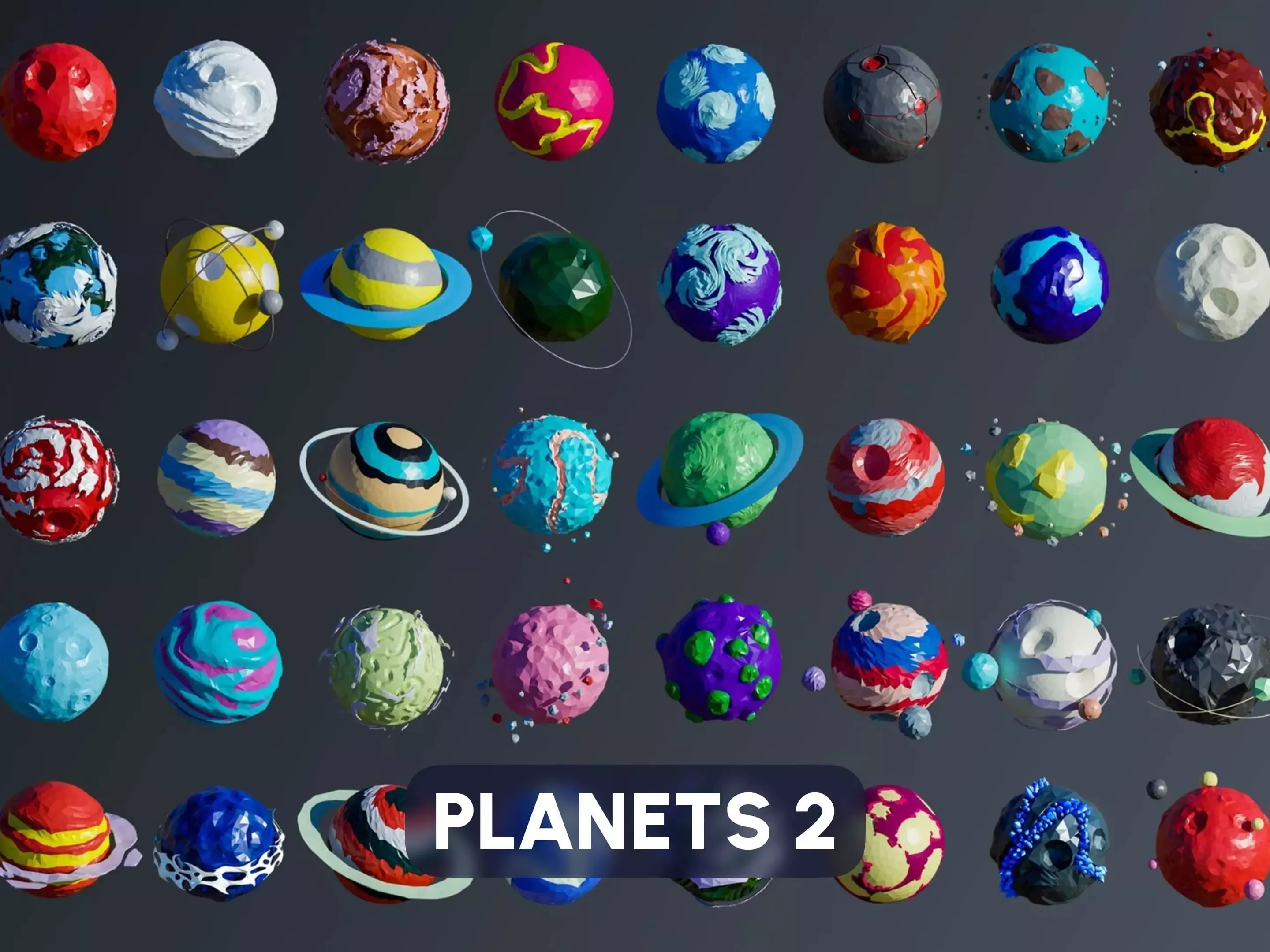 Planets 2 Low-poly 3D model_0