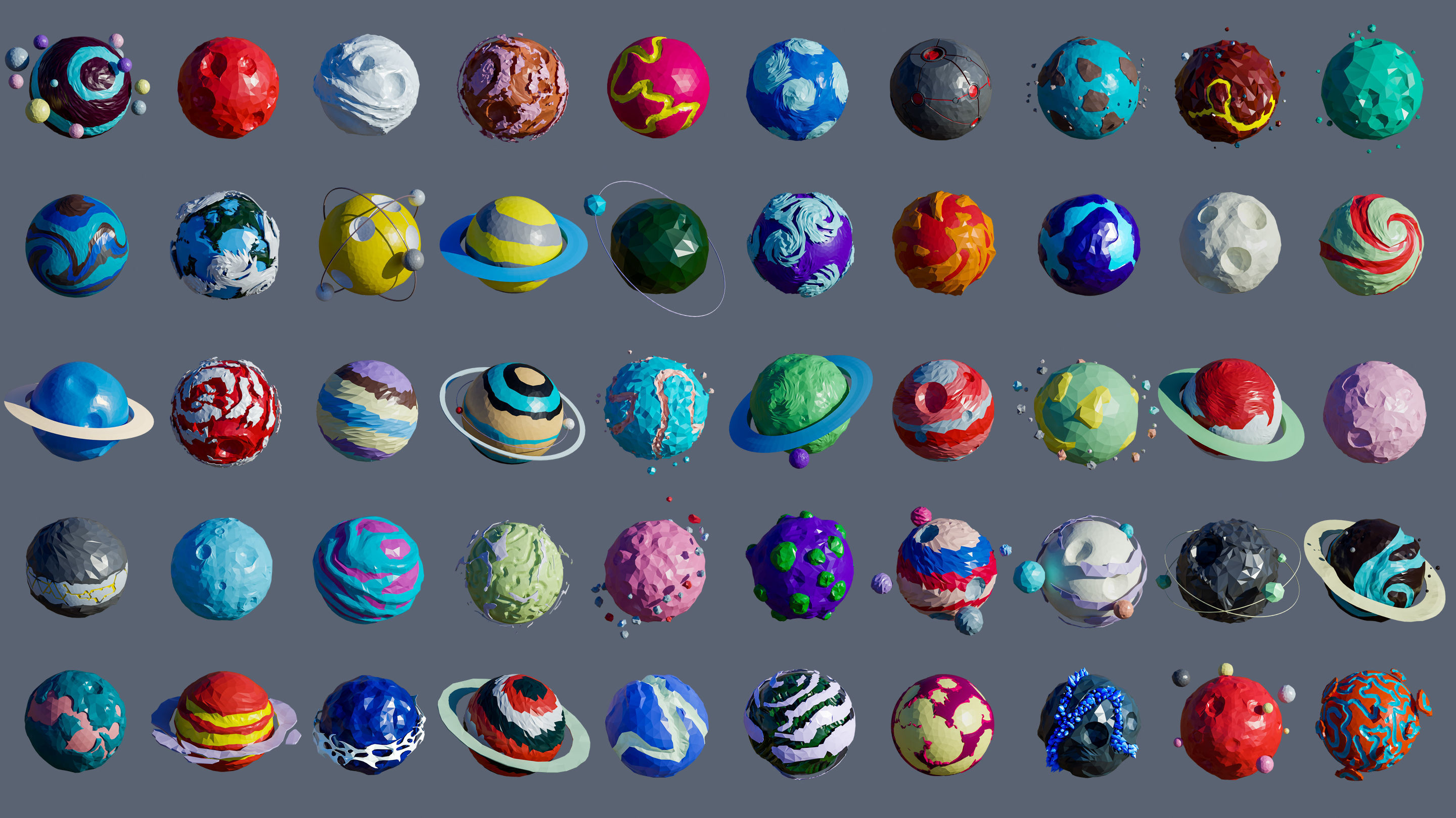 Planets 2 Low-poly 3D model_2