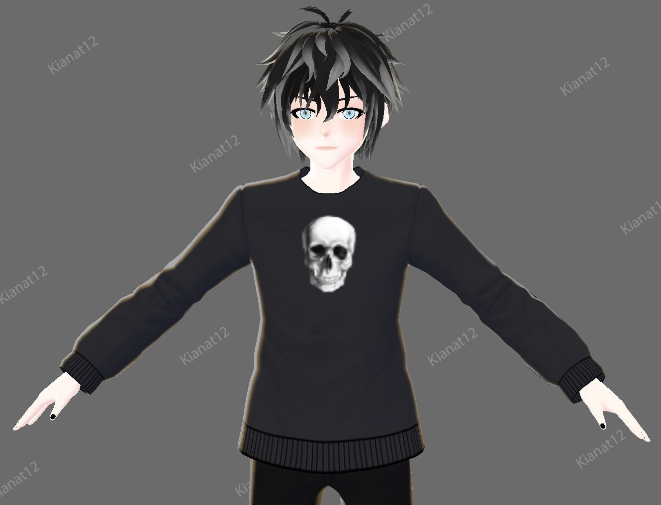 3d anime male avatar for vrchat and for gaming  Low-poly 3D model_1