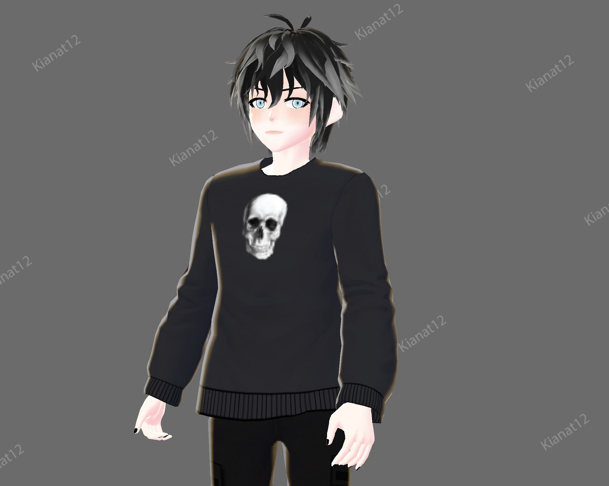 3d anime male avatar for vrchat and for gaming  Low-poly 3D model_17