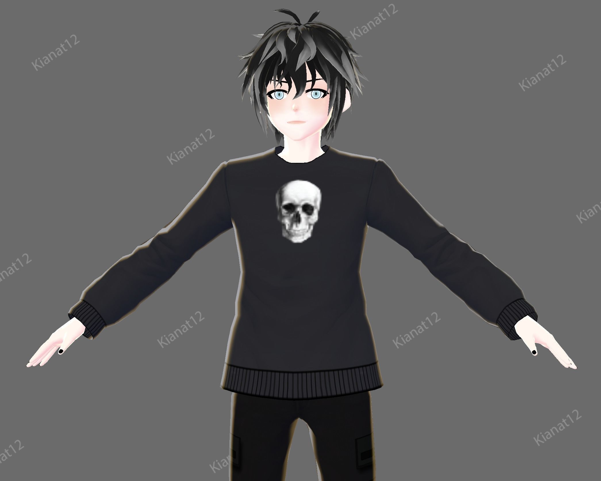3d anime male avatar for vrchat and for gaming  Low-poly 3D model_7