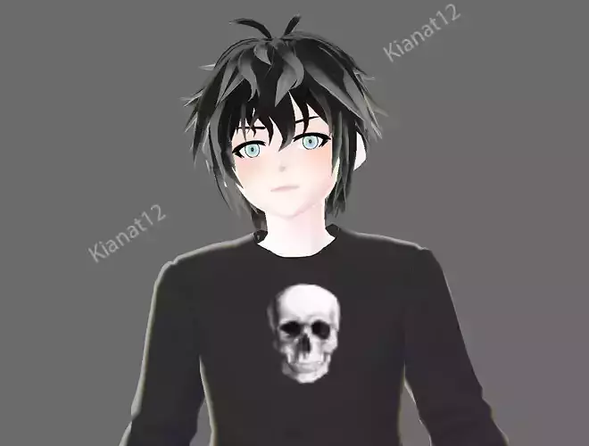 3d anime male avatar for vrchat and for gaming  Low-poly 3D model
