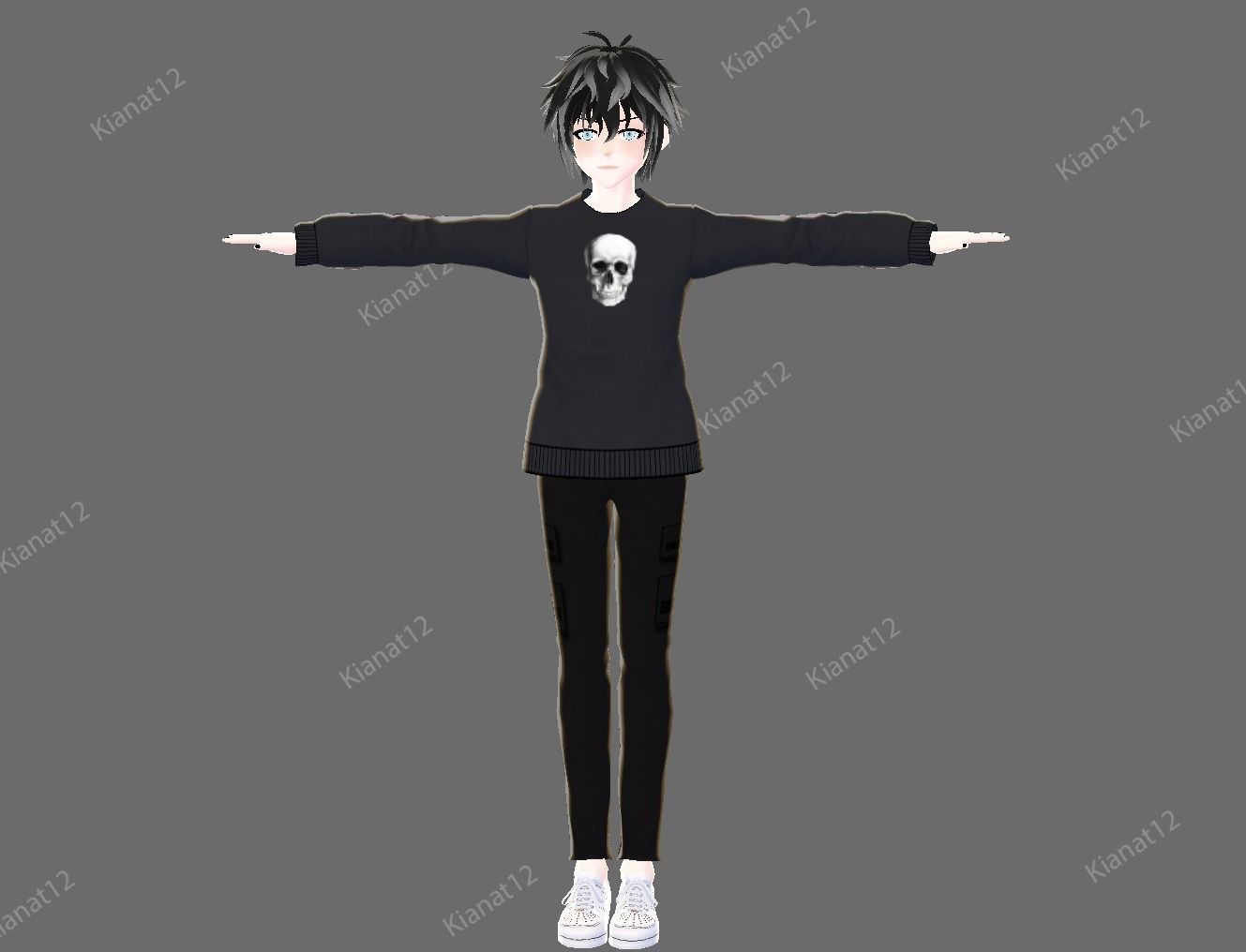 3d anime male avatar for vrchat and for gaming  Low-poly 3D model_3