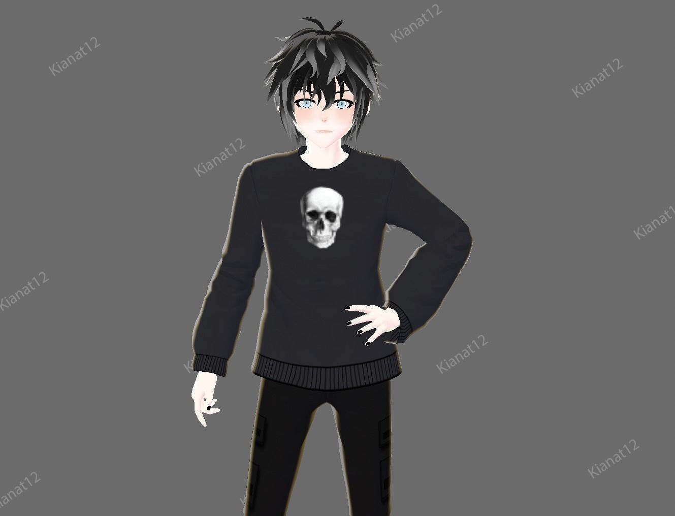 3d anime male avatar for vrchat and for gaming  Low-poly 3D model_16