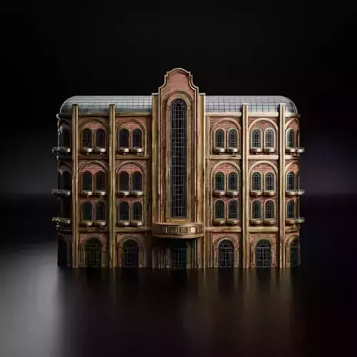 ART DECO STEAMPUNK BUILDING 01 Low-poly 3D model