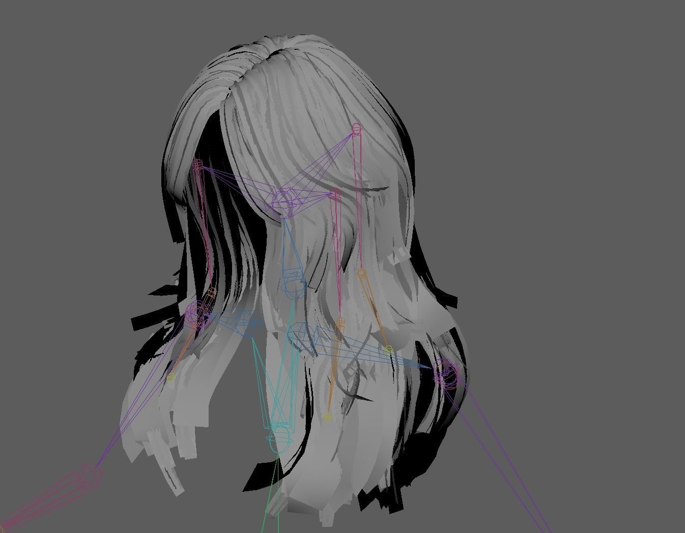 Low Poly Cards Game-ready Long Hairstyle Low-poly 3D model_7