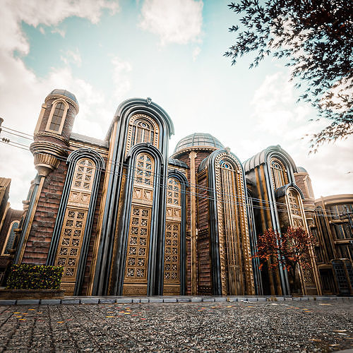 ART DECO STEAMPUNK BUILDING 03 Low-poly 3D model 2