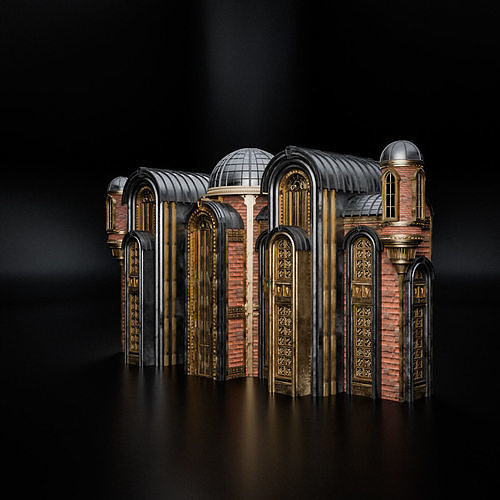 ART DECO STEAMPUNK BUILDING 03 Low-poly 3D model 5