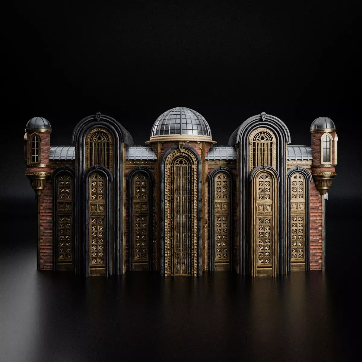 ART DECO STEAMPUNK BUILDING 03 Low-poly 3D model