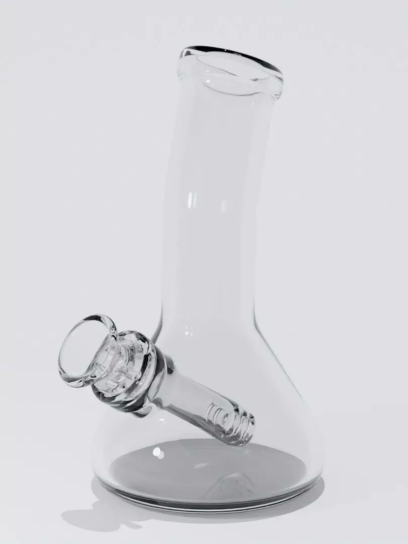 PBR Clear-Glass Beaker Bong Low-poly 3D model