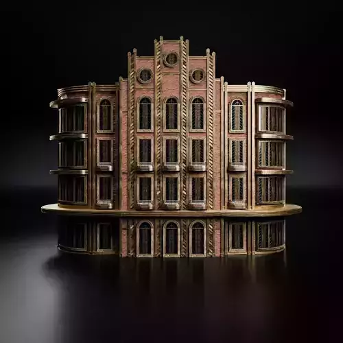 ART DECO STEAMPUNK BUILDING 04 Low-poly 3D model