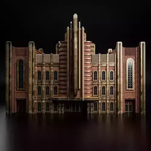 ART DECO STEAMPUNK BUILDING 05 Low-poly 3D model