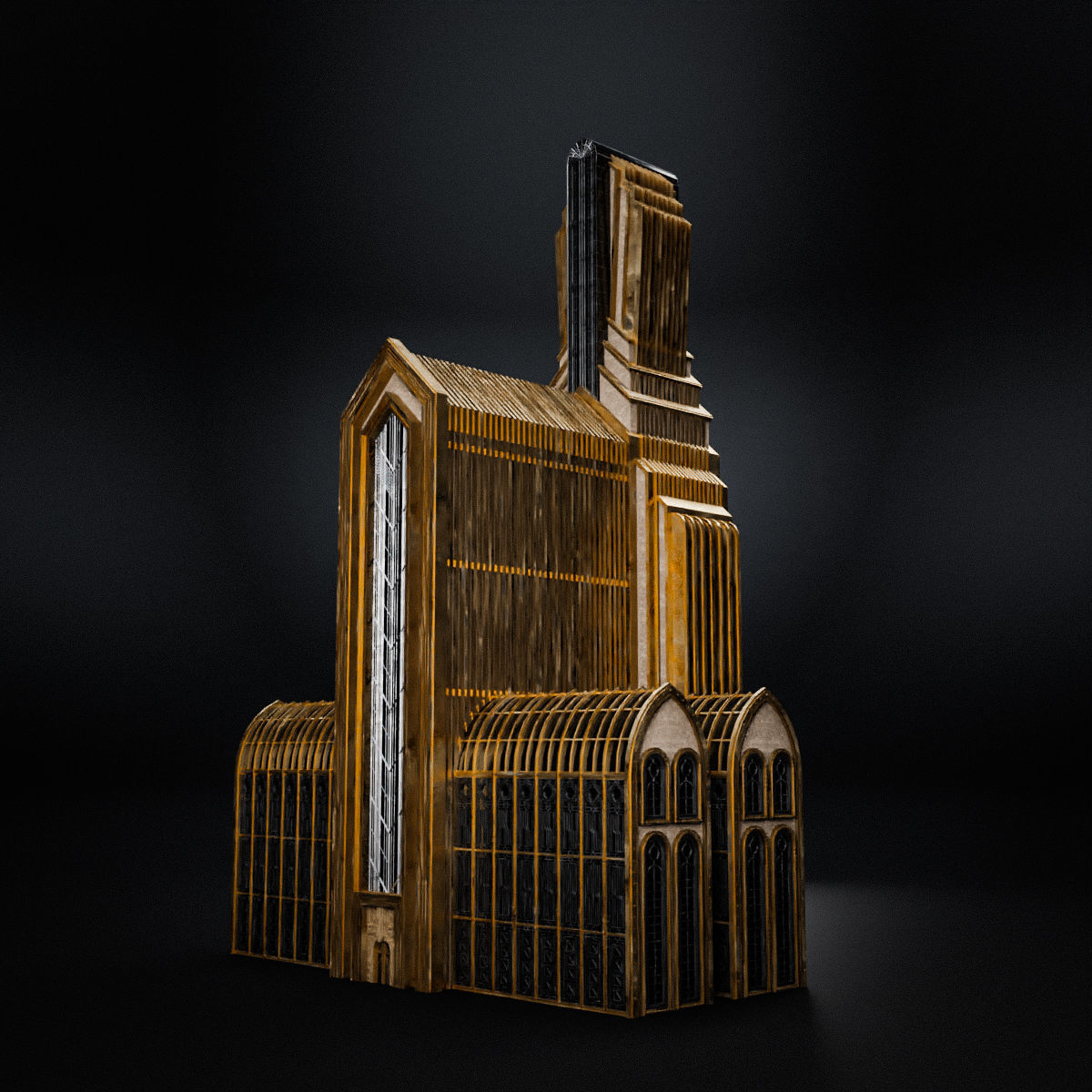 ART DECO SKYSCRAPER BUILDING 01 Low-poly 3D model_9