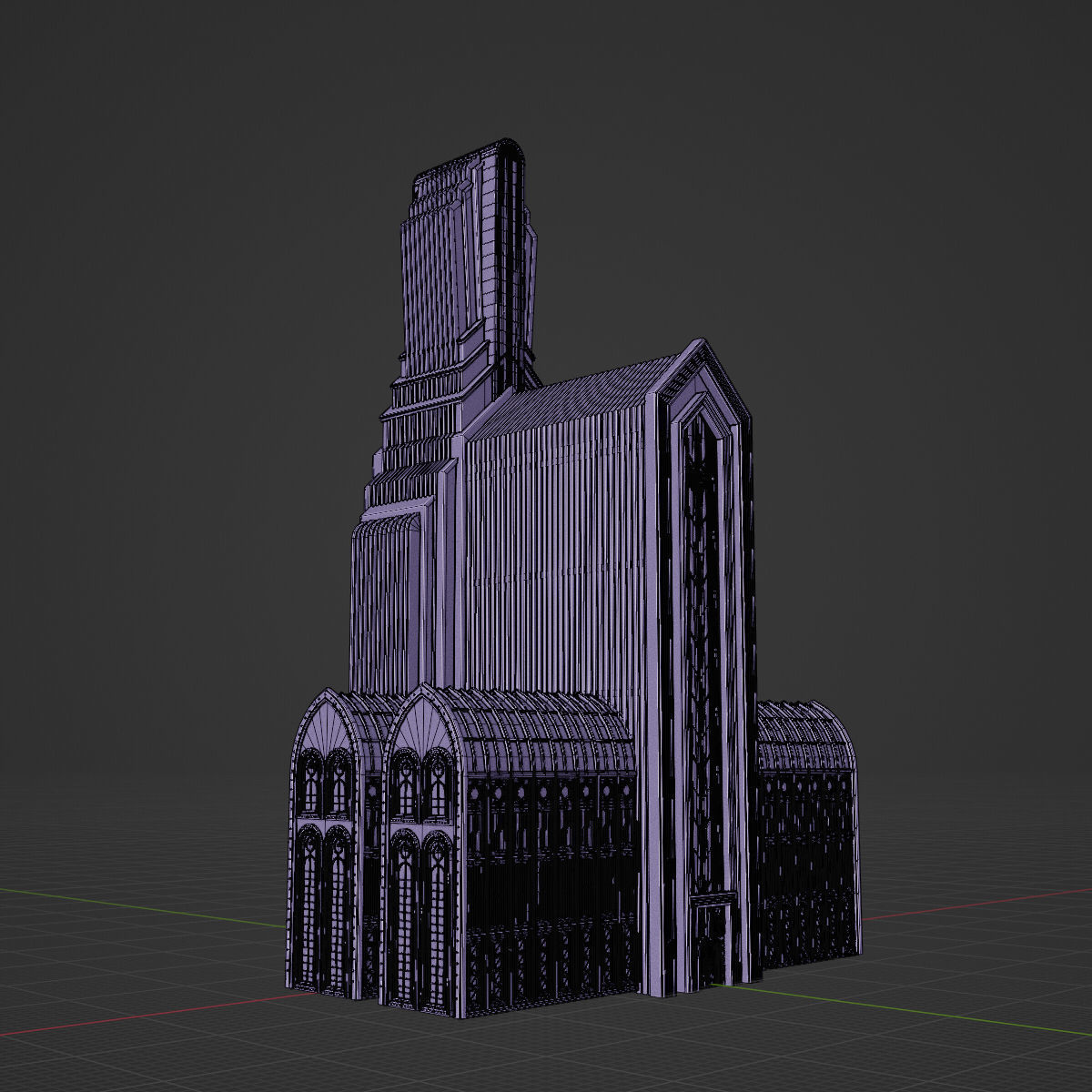 ART DECO SKYSCRAPER BUILDING 01 Low-poly 3D model_20