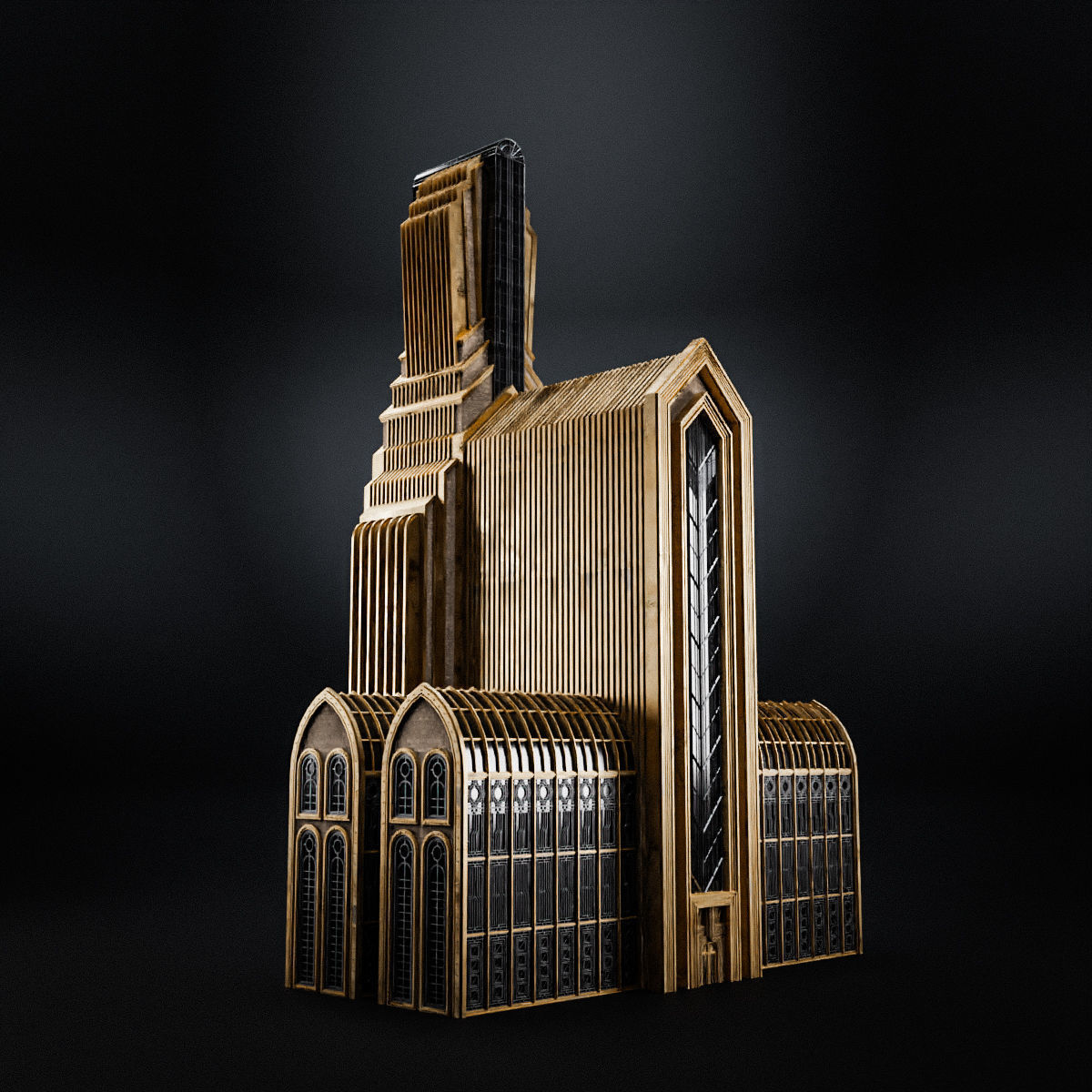 ART DECO SKYSCRAPER BUILDING 01 Low-poly 3D model_7