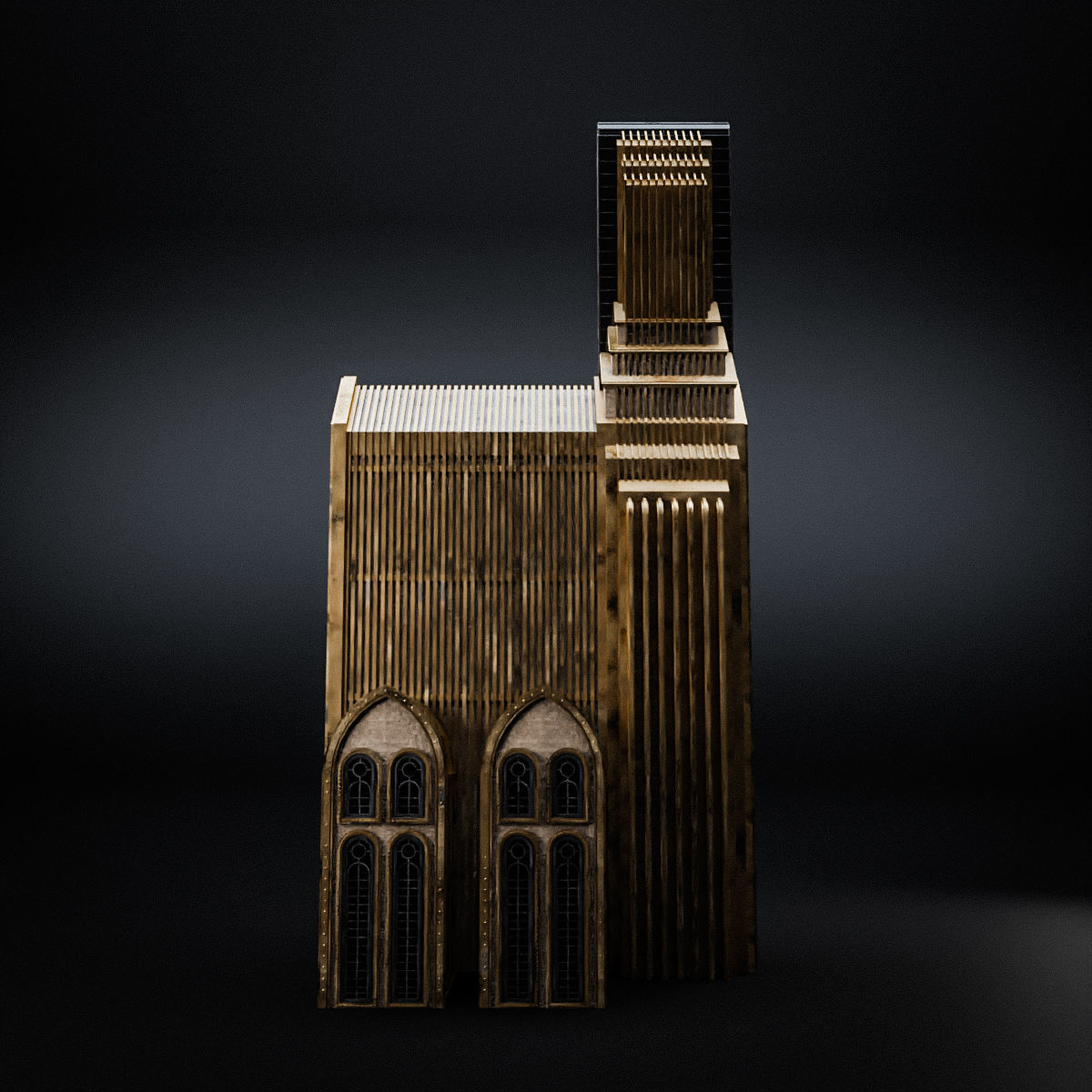 ART DECO SKYSCRAPER BUILDING 01 Low-poly 3D model_10