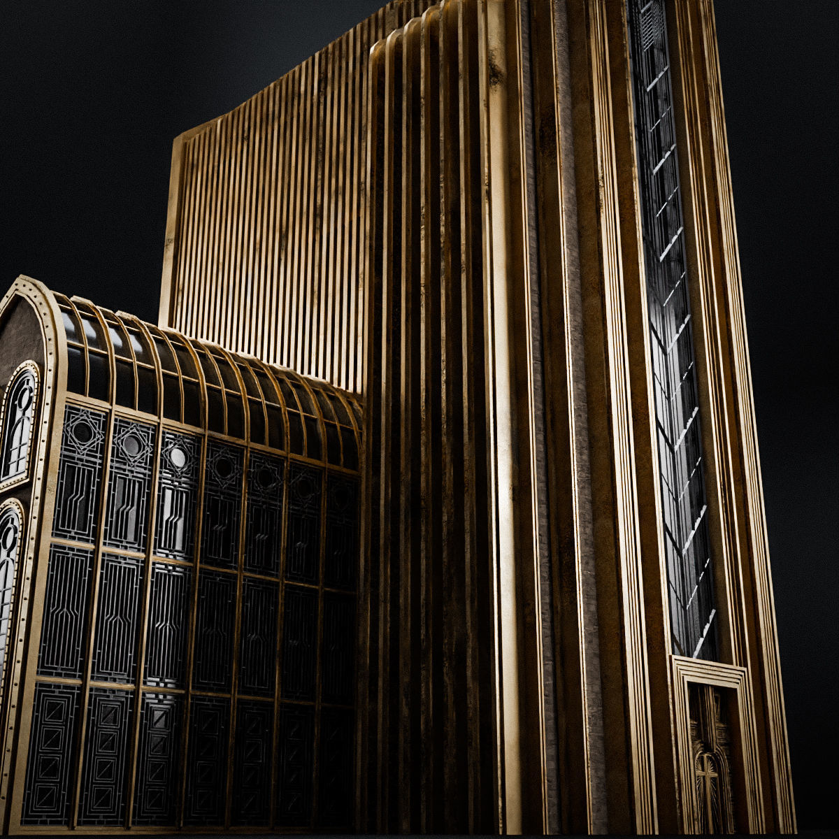 ART DECO SKYSCRAPER BUILDING 01 Low-poly 3D model_16