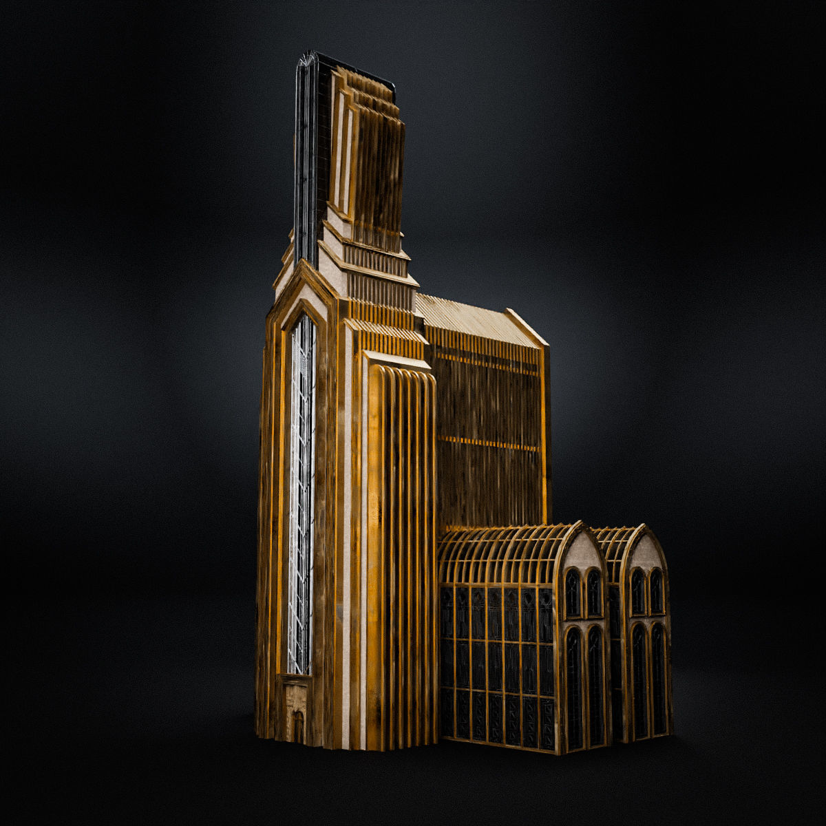 ART DECO SKYSCRAPER BUILDING 01 Low-poly 3D model_5