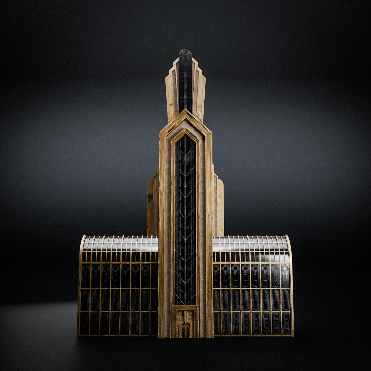 ART DECO SKYSCRAPER BUILDING 01 Low-poly 3D model_8